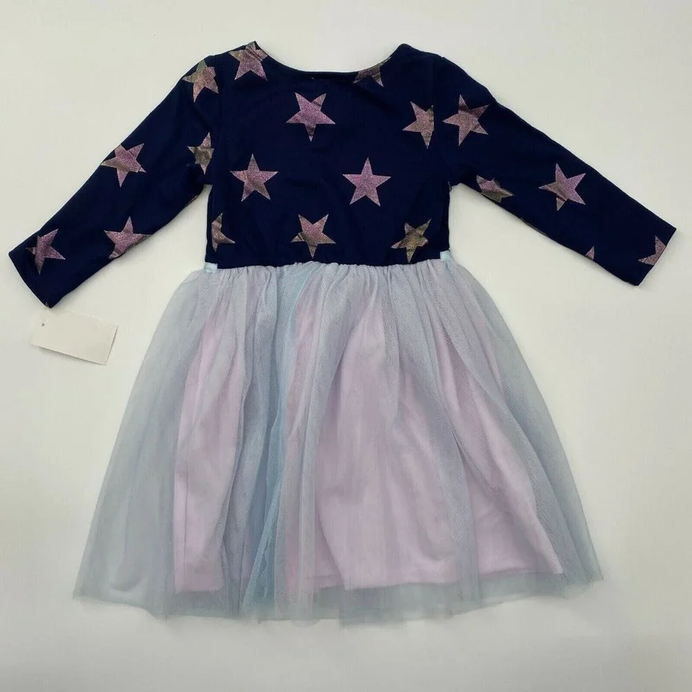 Pinky Boutique Girl's Star Tutu Dress Purple/Navy Blue sz 6 Birthday/School/Gift